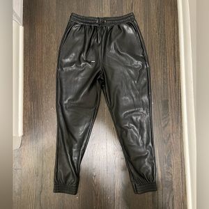 Black Faux Leather joggers
